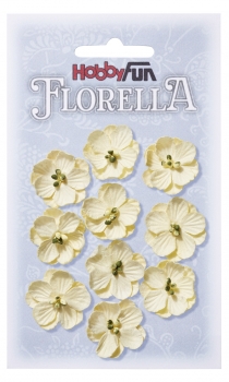 Florella-Blüten aus Maulbeer-Papier -  ca. 25mm - 10 Stück pro Beutel - creme