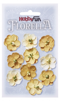Florella-Blüten aus Maulbeer-Papier -  ca. 25mm - 10 Stück pro Beutel - gelb