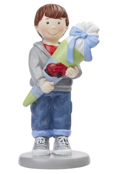 Dekofigur / Tortenfigur - Schulkind Junge mit Schultüte - ca. 8,5cm