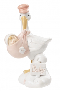 Dekofigur / Tortenfigur - Storch rosa- ca. 9cm