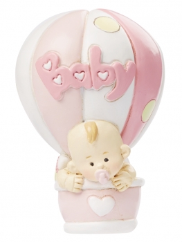 Deko Figur - Baby-Girl Ballon - rosa - 7cm