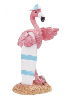Deko - Flamingo mit Surfbrett - ca. 6cm