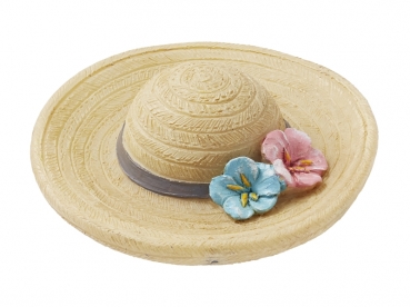 Deko - Strohhut mit Blumen - ca. 4,5cm