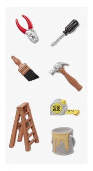 Deko - Werkzeug-Minis mit Klebepunkt - ca. 2,5cm - 7-teilig