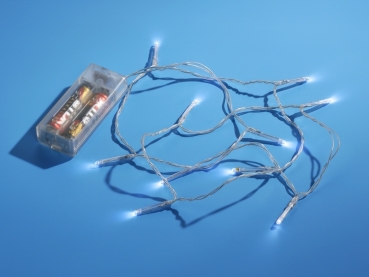 LED-Kette - 10 Lampen (weiß) - Schalter & Batterie