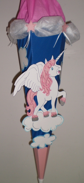 Handgefertige Schultüte / Zuckertüte - Pegasus Rosi - 70cm - 6-eckig