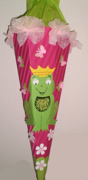 Handgefertige Schultüte / Zuckertüte - " Frosch" - 70cm - 6-eckig