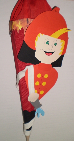 Handgefertige Schultüte / Zuckertüte - " Feueralarm " - 70cm - 6-eckig