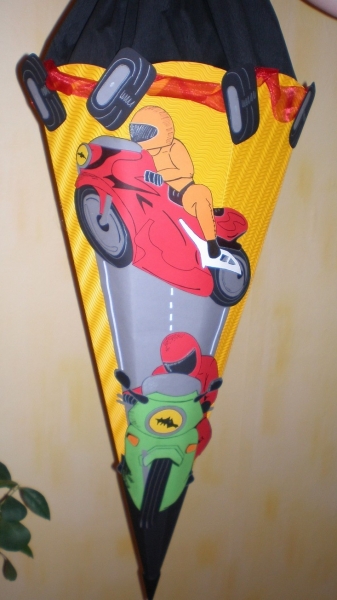 Handgefertige Schultüte / Zuckertüte - " Motorrad " - 70cm - 6-eckig