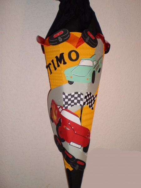 Handgefertigte Schultüte / Zuckertüte - " Autos " - 70cm - 6-eckig