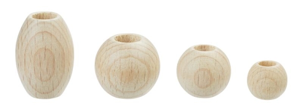 Holzperlen mit großem Loch / Großlochperlen - 4 verschiedene Größen