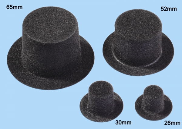 Zylinder beflockt - schwarz - 52mm - 2 Stück