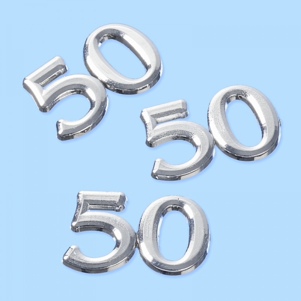 Streuteile "50" - silber - ca. 1,5cm - SB 4 Stück