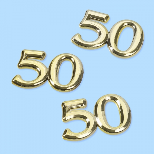 Streuteile "50" - gold - ca. 1,5cm - SB 4 Stück
