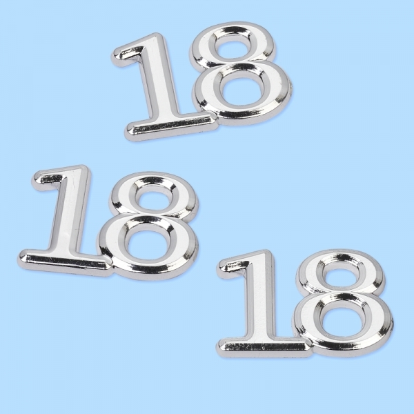 Streuteile "18"- silber - ca. 1,5cm - SB 4 Stück