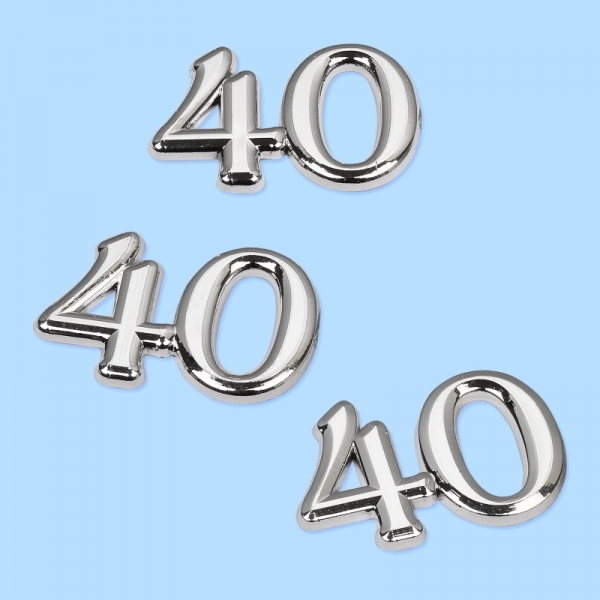 Streuteile "40" - silber - ca. 1,5cm - SB 4 Stück