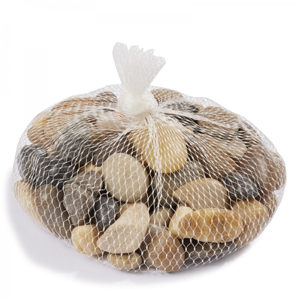 Steine im Netz - ca. 500g - farbig sortiert