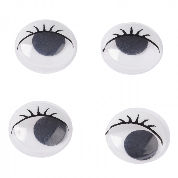 Wackelaugen mit Wimpern - ca. 20mm - Btl. mit 15 Stück