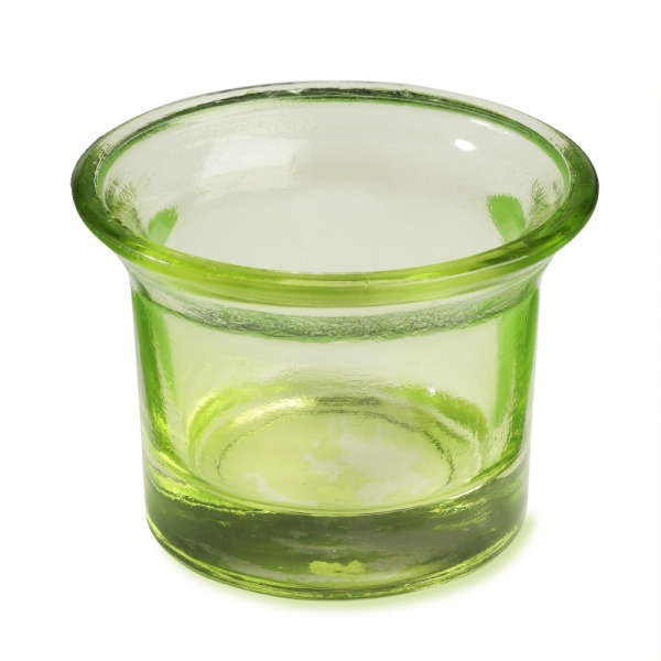 Teelichtglas - 6,5 x 4,5cm - klar - grün