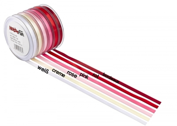 Satinband - 3mm breit - 50m pro Rolle - Farbauswahl