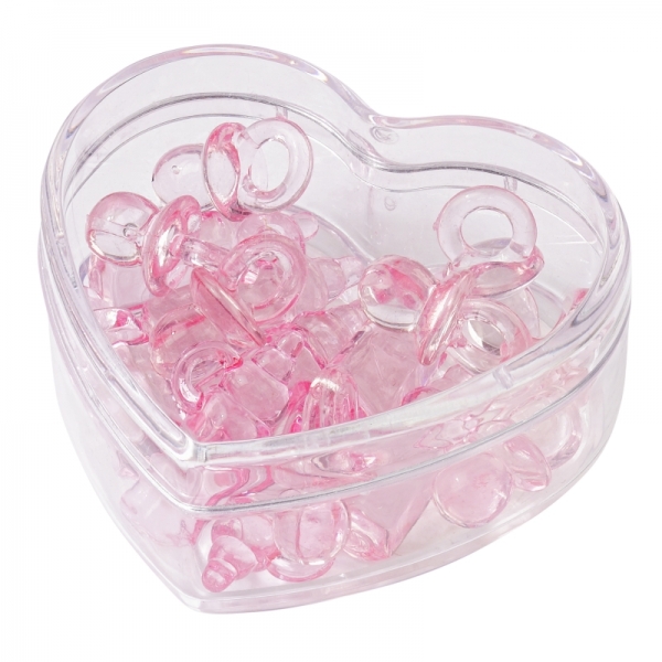 Streuteile Schnuller und Fläschchen - rosa  - ca. 2 - 2,5cm - 16 Stück pro Box
