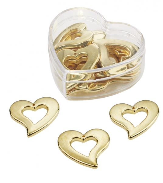 Streuherzen, gold, ca. 30mm, Box mit 12 Stück