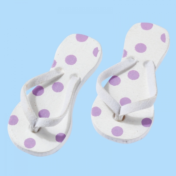 Deko - Flip-Flops, violett gepunktet, ca. 4,5 cm - Beutel mit 2 Paar