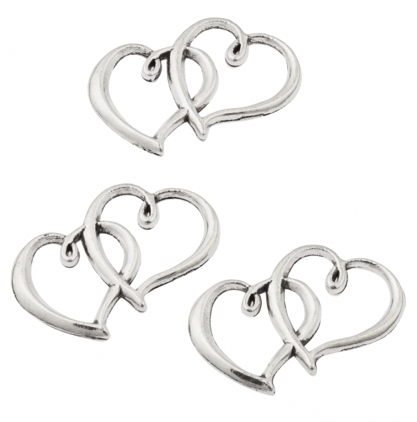 Metall-Streuherzen , silber, ca. 31x22mm, Box mit 10 Stk.