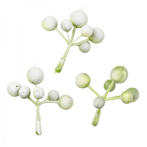 Mini-Beeren - ca. 4cm -  6 Stück - grau/grün