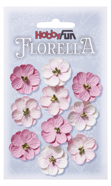 Florella-Blüten aus Maulbeer-Papier -  ca. 25mm - 10 Stück pro Beutel - rose