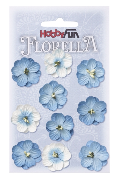 Florella-Blüten aus Maulbeer-Papier -  ca. 25mm - 10 Stück pro Beutel - blau
