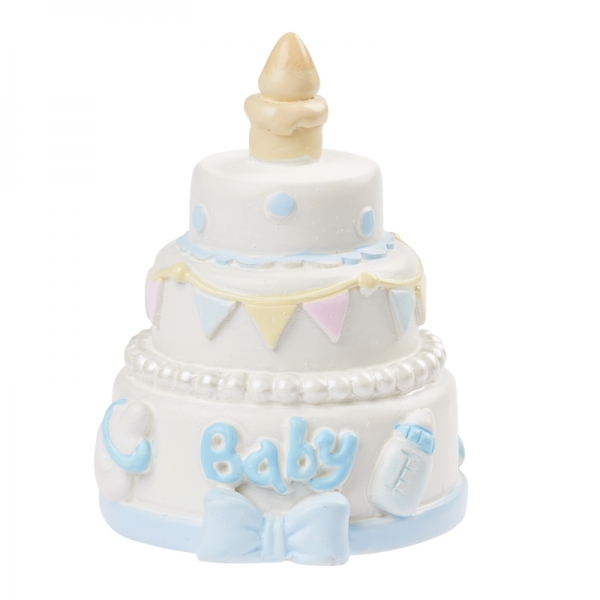 Deko Figur - Baby-Boy Torte - blau - 4,5cm